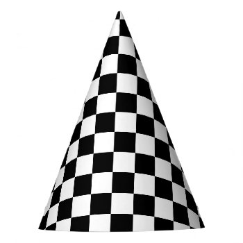 Black Checkered Party Hat by templeofswag at Zazzle