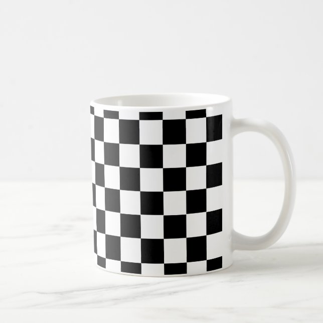 Black Checkered Pattern Coffee Mug (Right)
