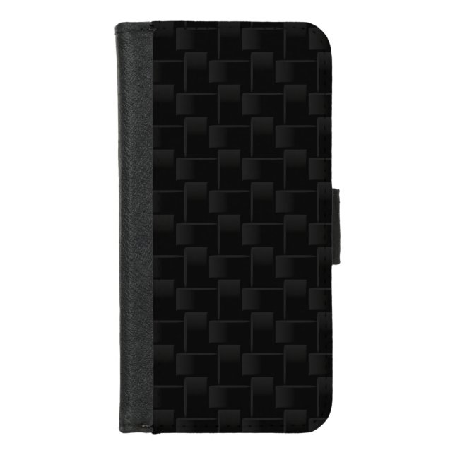 Black checkered pattern iPhone wallet case (Front)
