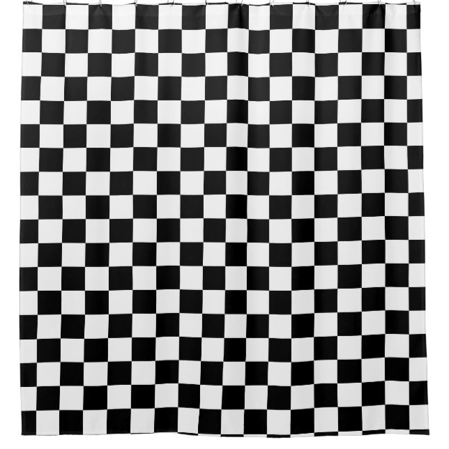 Black Checkered Shower Curtain (Front)