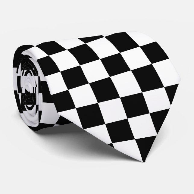 Black Checkered Tie (Rolled)