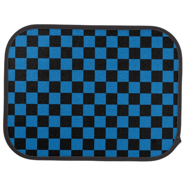 Black checkers on dark blue car mat (Rear)