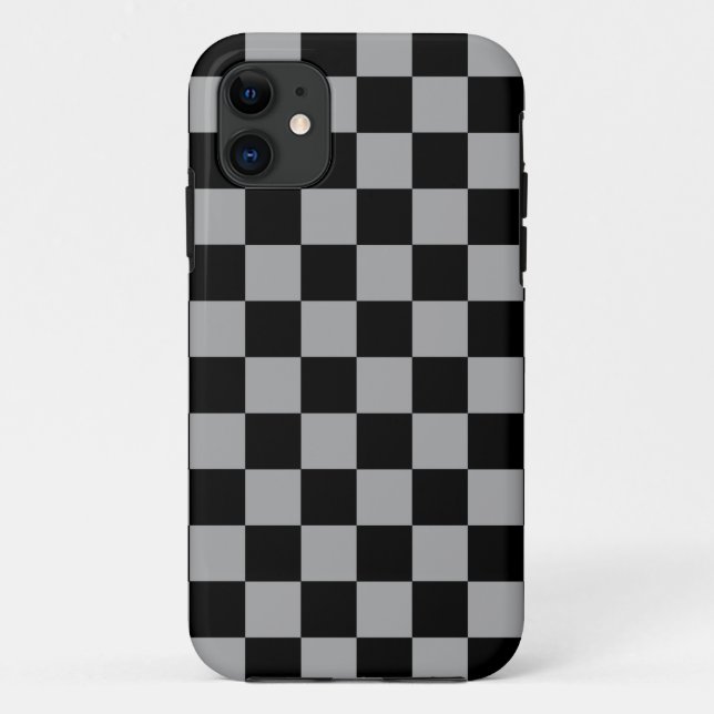 Black checkers on gray background Case-Mate iPhone case (Back)