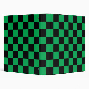 Black checkers on green background 3 ring binder