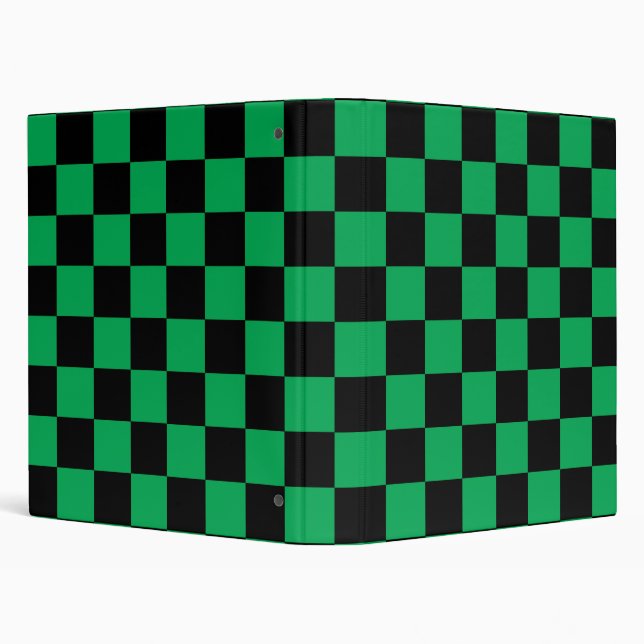 Black checkers on green background 3 ring binder (Background)