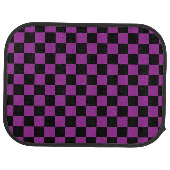 Black checkers on purple background car floor mat (Rear)