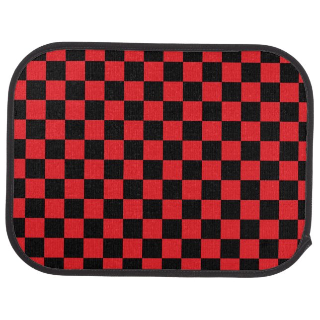 Black checkers on red background car mat (Rear)