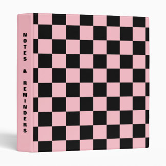 Black Checkers Pink Spine Template 3 Ring Binder