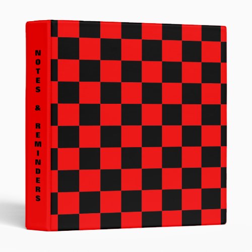 Black Checkers Red Spine Template 3 Ring Binder