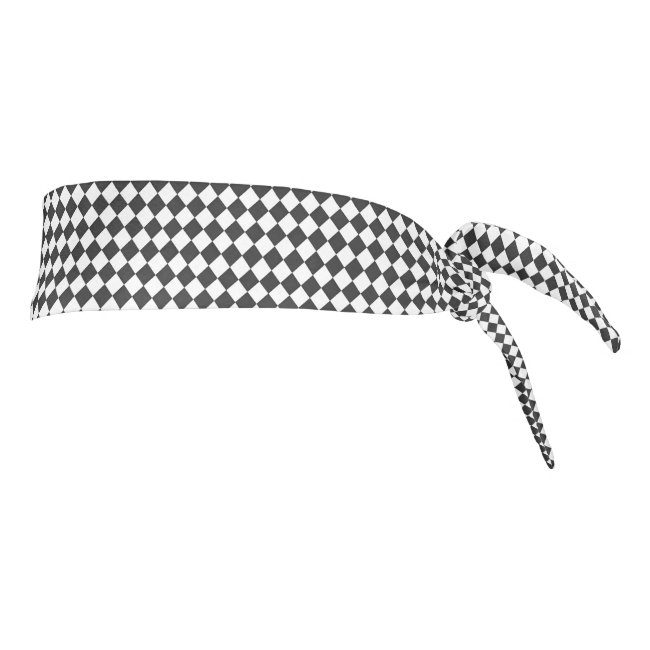 Black Checks Design Tie-Back Headband