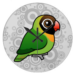 Cute Black-cheeked Lovebird Large Round Wall Clock