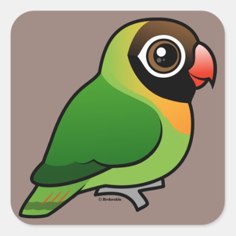 Birdorable Cute Black-cheeked Lovebird Square Sticker