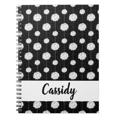 Black Cheerleader Pom Pom Pattern Notebook