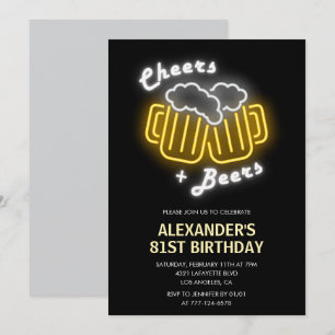 Black Cheers and Beers Drinks 81st birthday Invitation