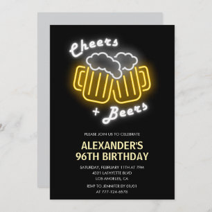 Black Cheers and Beers Drinks 96th birthday Invitation