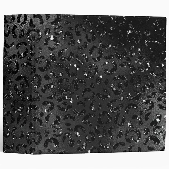 Black Cheetah Leopard Skin Print Pattern Animal 3 Ring Binder (Front/Spine)