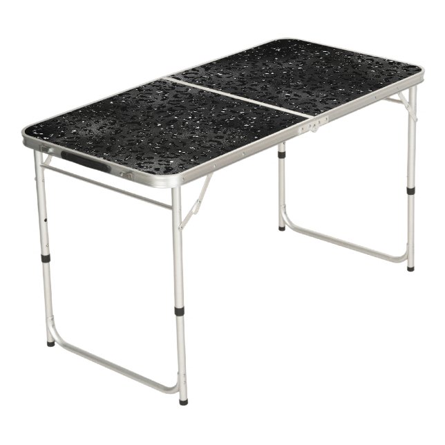 Black Cheetah Leopard Skin Print Pattern Animal Beer Pong Table (Angled)