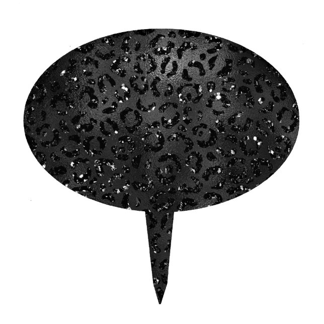 Black Cheetah Leopard Skin Print Pattern Animal Cake Topper (Front)