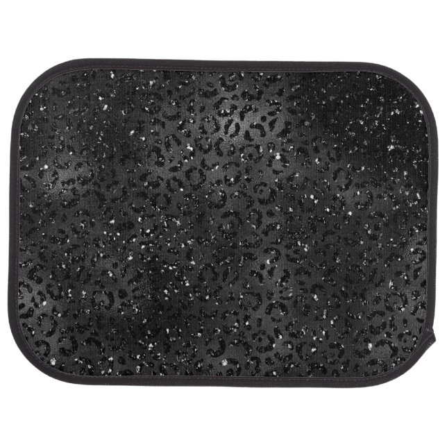 Black Cheetah Leopard Skin Print Pattern Animal Car Floor Mat (Rear)