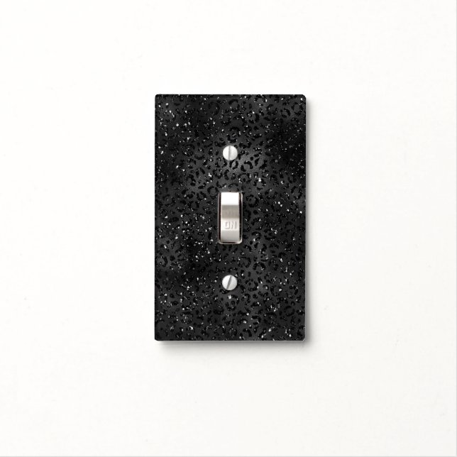 Black Cheetah Leopard Skin Print Pattern Animal Light Switch Cover (In Situ)
