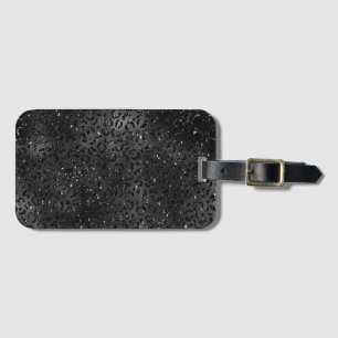 Black Cheetah Leopard Skin Print Pattern Animal Luggage Tag