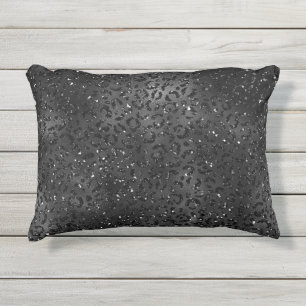 Black Cheetah Leopard Skin Print Pattern Animal Outdoor Pillow
