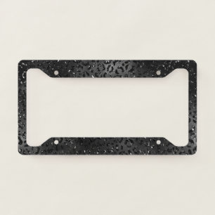 Black Cheetah Print Animal Pattern Cute Safari License Plate Frame