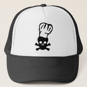 black chef skull chefs head cook trucker hat
