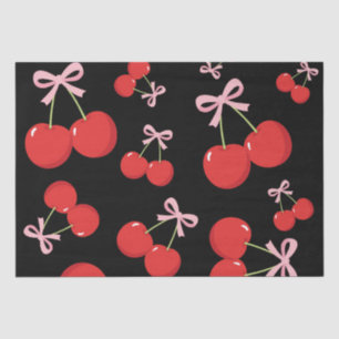Black Cherries with Pink Bow Coquette  Tissue Paper