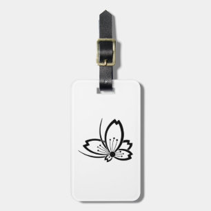 Black Cherry Blossom Butterfly Luggage Tag