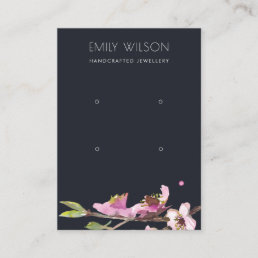 BLACK CHERRY BLOSSOM FLORAL 2 EARRING DISPLAY LOGO BUSINESS CARD