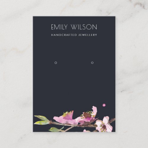 BLACK CHERRY BLOSSOM FLORAL EARRING DISPLAY LOGO BUSINESS CARD