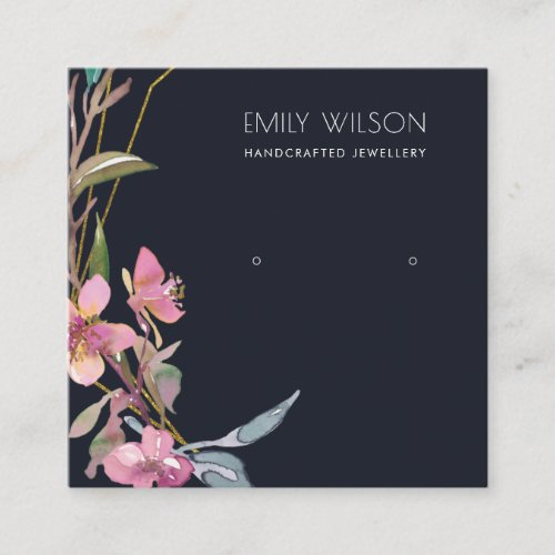 BLACK CHERRY BLOSSOM STUD EARRING DISPLAY LOGO SQUARE BUSINESS CARD