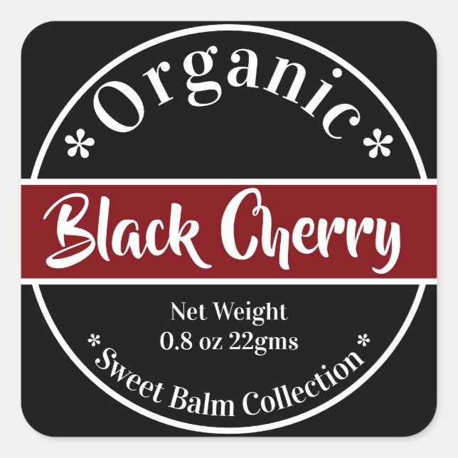 Black Cherry Modern Typography Label Collection (Front)