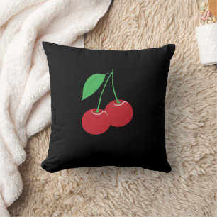 Black Cherry Print Throw Pillow