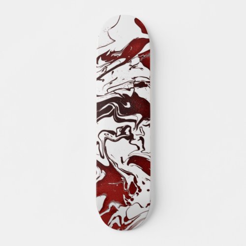 Black Cherry red white abstract swirls diy custom Skateboard