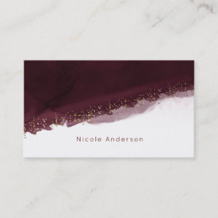 Black Cherry Watercolor Gold Modern Chic Elegant Business Card