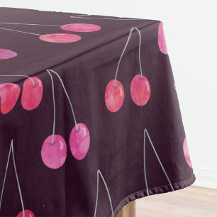 Black Cherry Watercolor Pattern Tablecloth