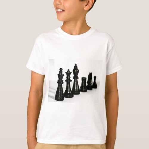 Black Chess Figure Pieces Perspective T_Shirt