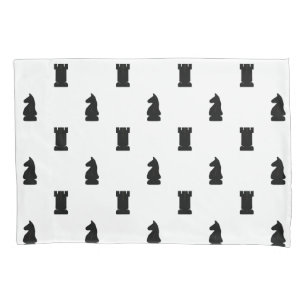 Black Chess Pieces Knight and Rook Pillow Case