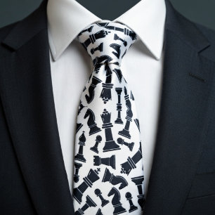 Black Chess Pieces Neck Tie