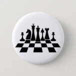 Black Chess Pieces On A Chessboard Button at Zazzle