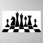 Black Chess Pieces On A Chessboard Poster at Zazzle