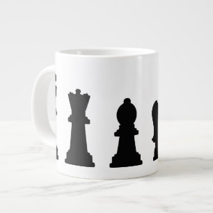Black chess pieces on white giant coffee mug
