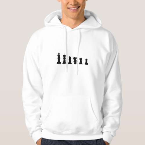 Black chess pieces on white hoodie