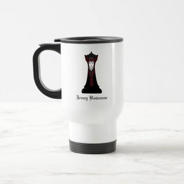 Black Chess queen / Personalized Name Travel Mug (Left)