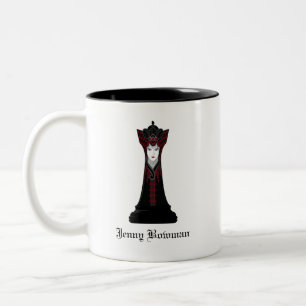 Black Chess queen / Personalized Name Two-Tone Coffee Mug