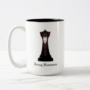 Black Chess queen / Personalized Name Two-Tone Coffee Mug