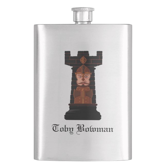 Black Chess Rook Flask (Front)