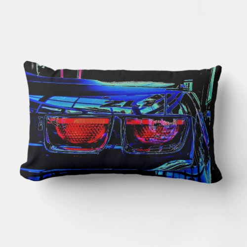 Black Chevrolet Camaro ZL1 Tail Lights and Decal Lumbar Pillow